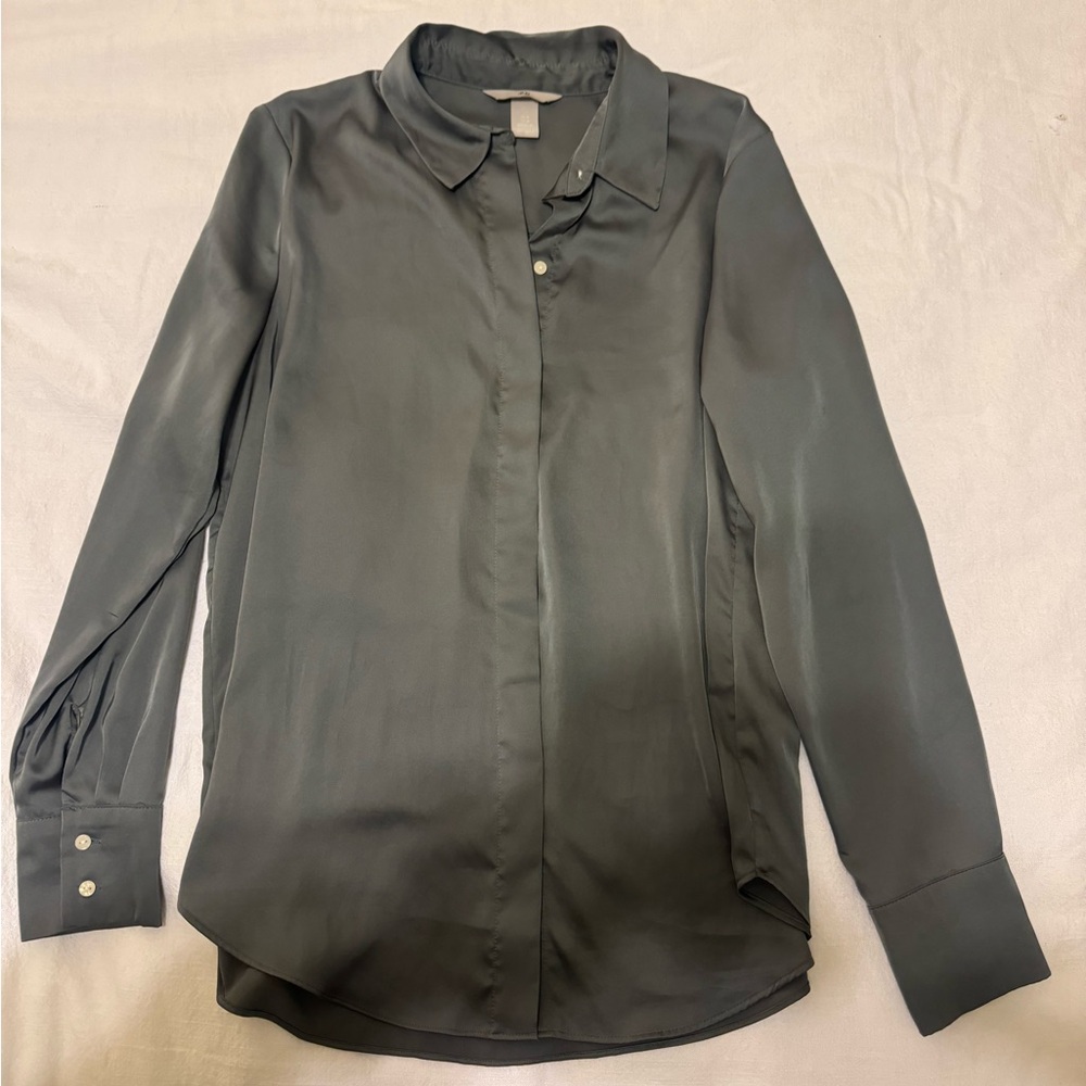 h&m silk button up